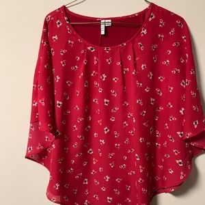 ELLE Red Floral Blouse - M